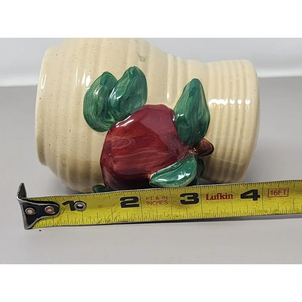 Vintage 3D Apples And Leaves Design Salt & Pepper Shakers Set Of 2 Small & Large